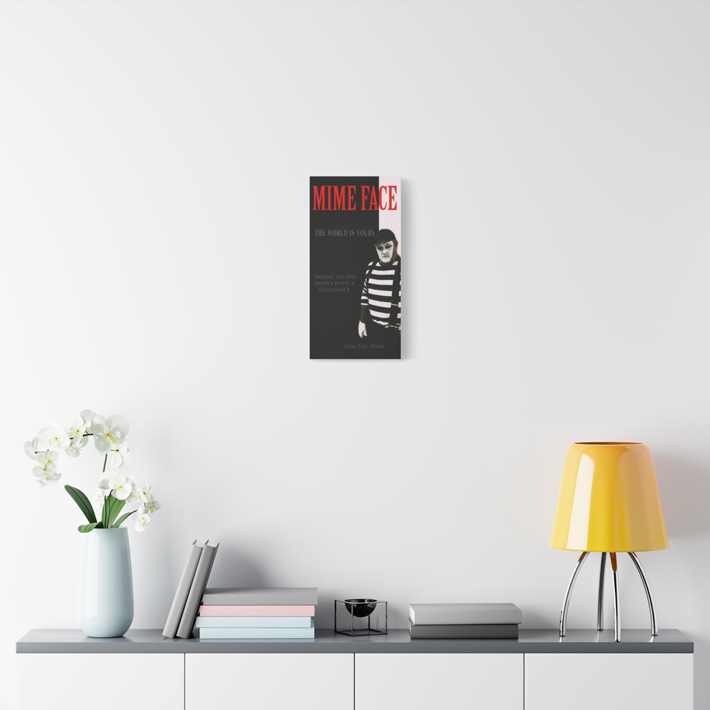 Mime Face Stretched Canvas Art – Quirky Wall Decor for Performers