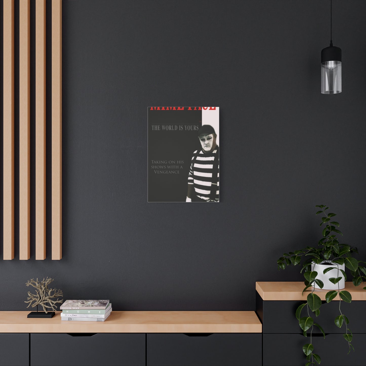 Mime Face Stretched Canvas Art – Quirky Wall Decor for Performers