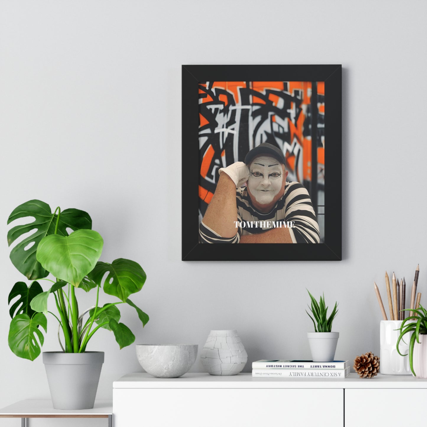 Urban Art Framed Poster - 'Tom the Mime' Wall Decor