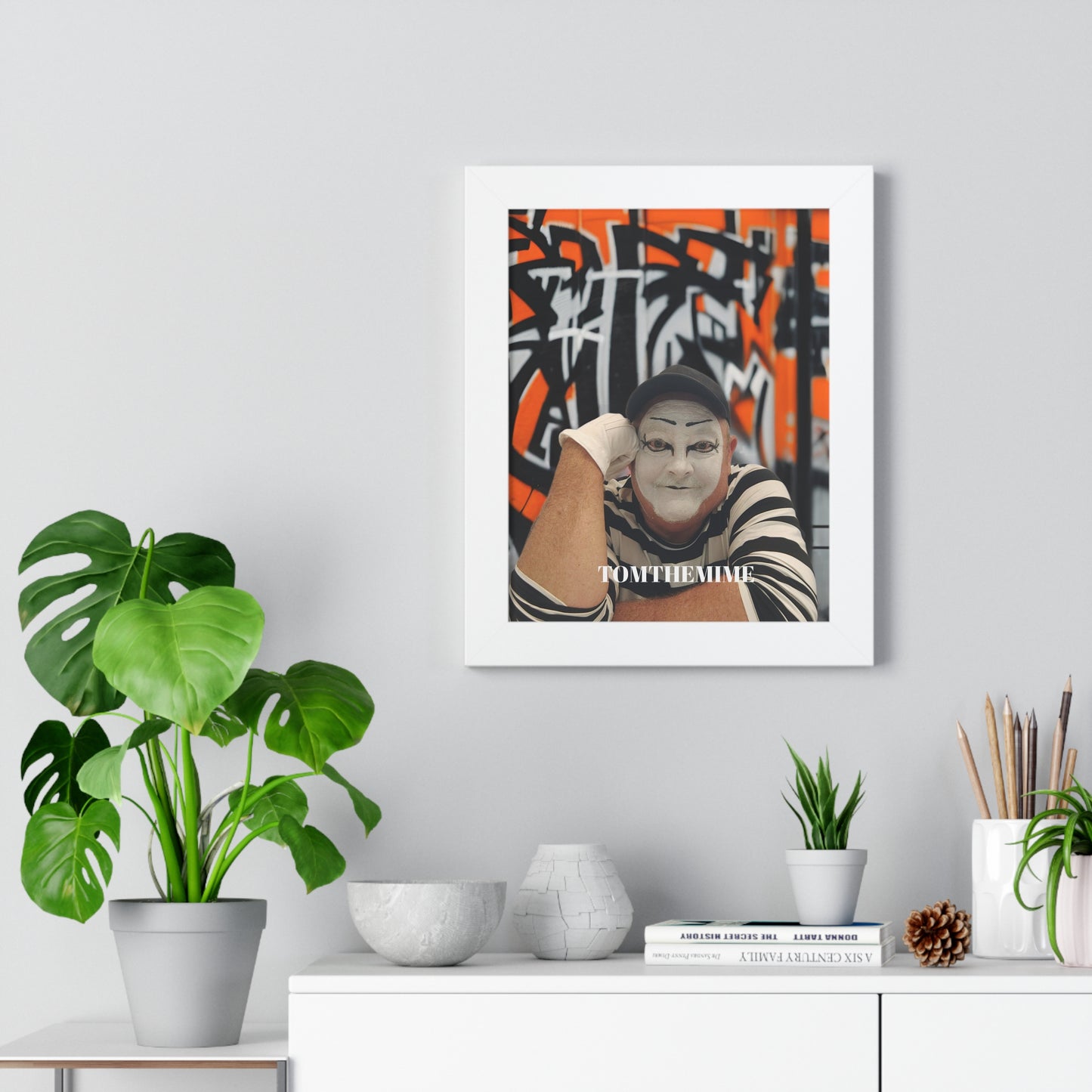 Urban Art Framed Poster - 'Tom the Mime' Wall Decor