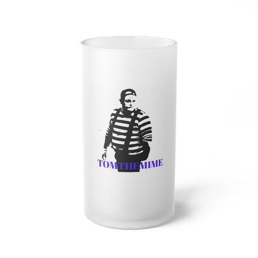 Custom Frosted Glass Beer Mug - Perfect Gift for Comedy Lovers - Unique Design Featuring 'Tom the Mime'