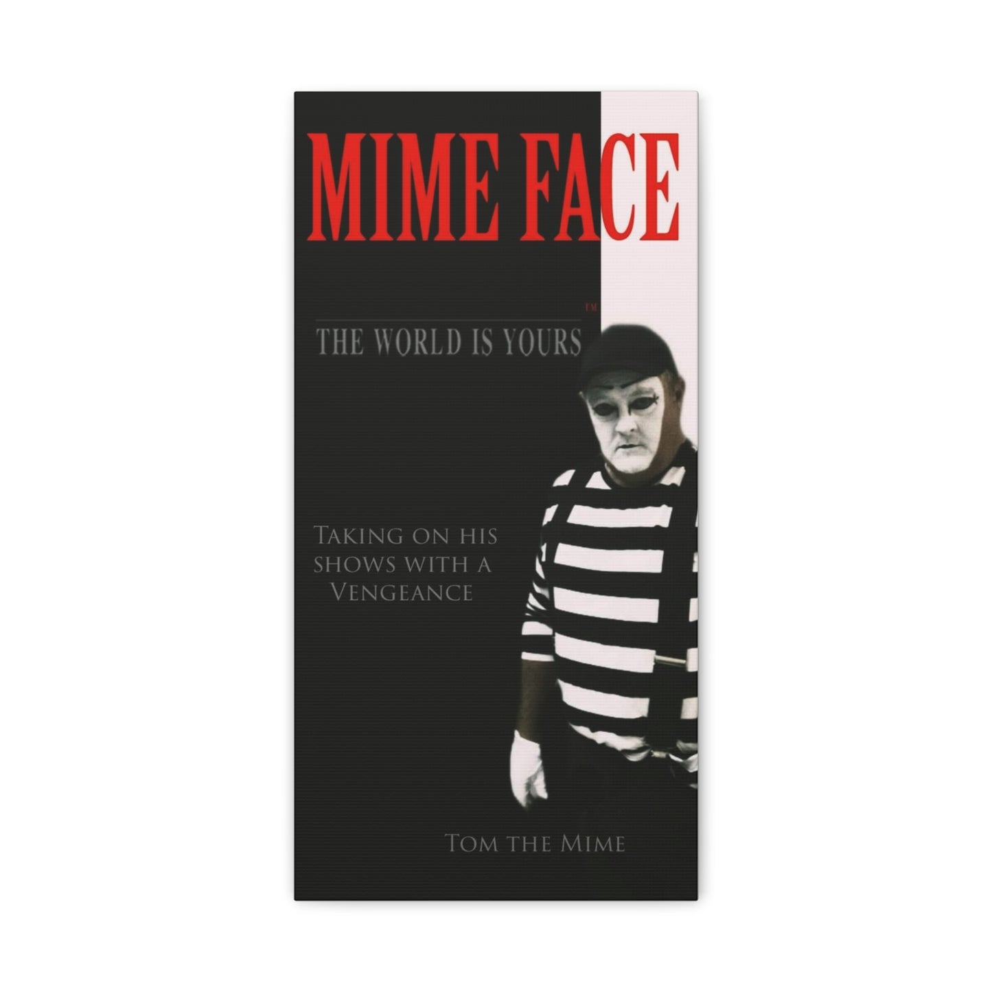 Mime Face Stretched Canvas Art – Quirky Wall Decor for Performers