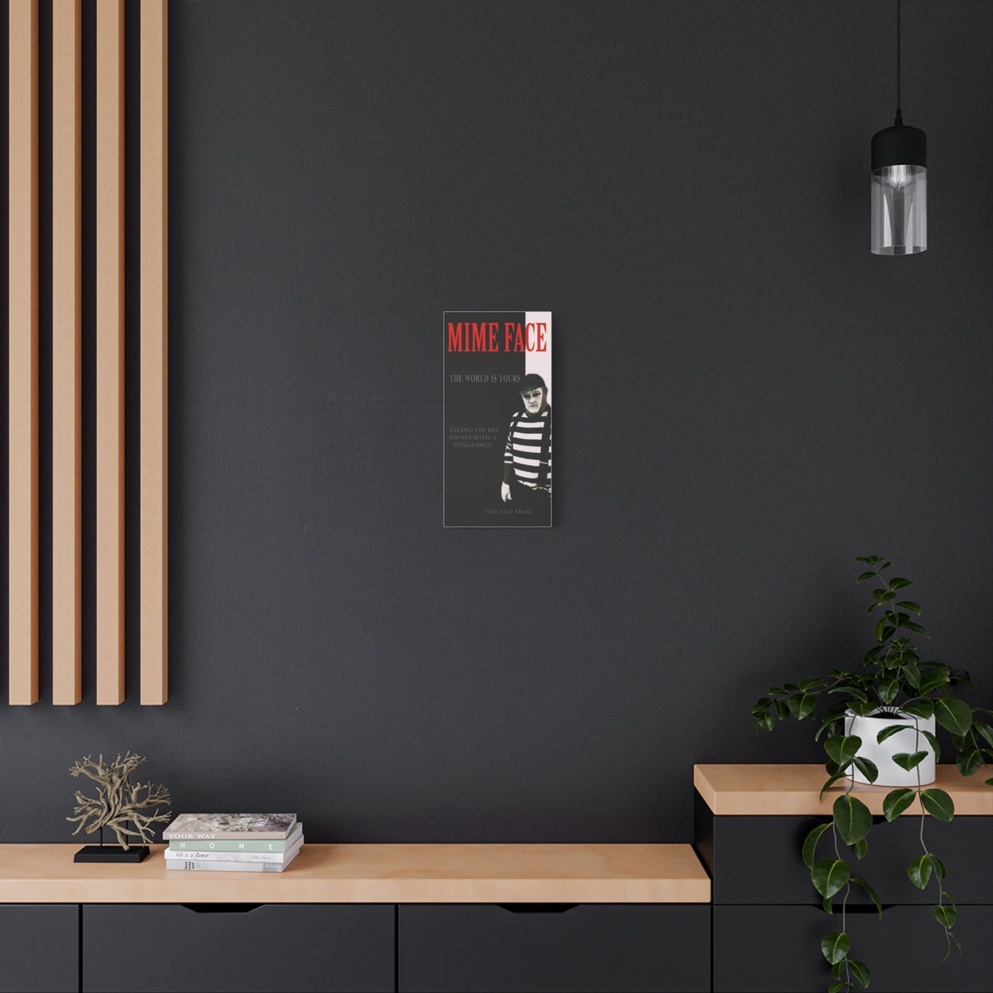 Mime Face Stretched Canvas Art – Quirky Wall Decor for Performers