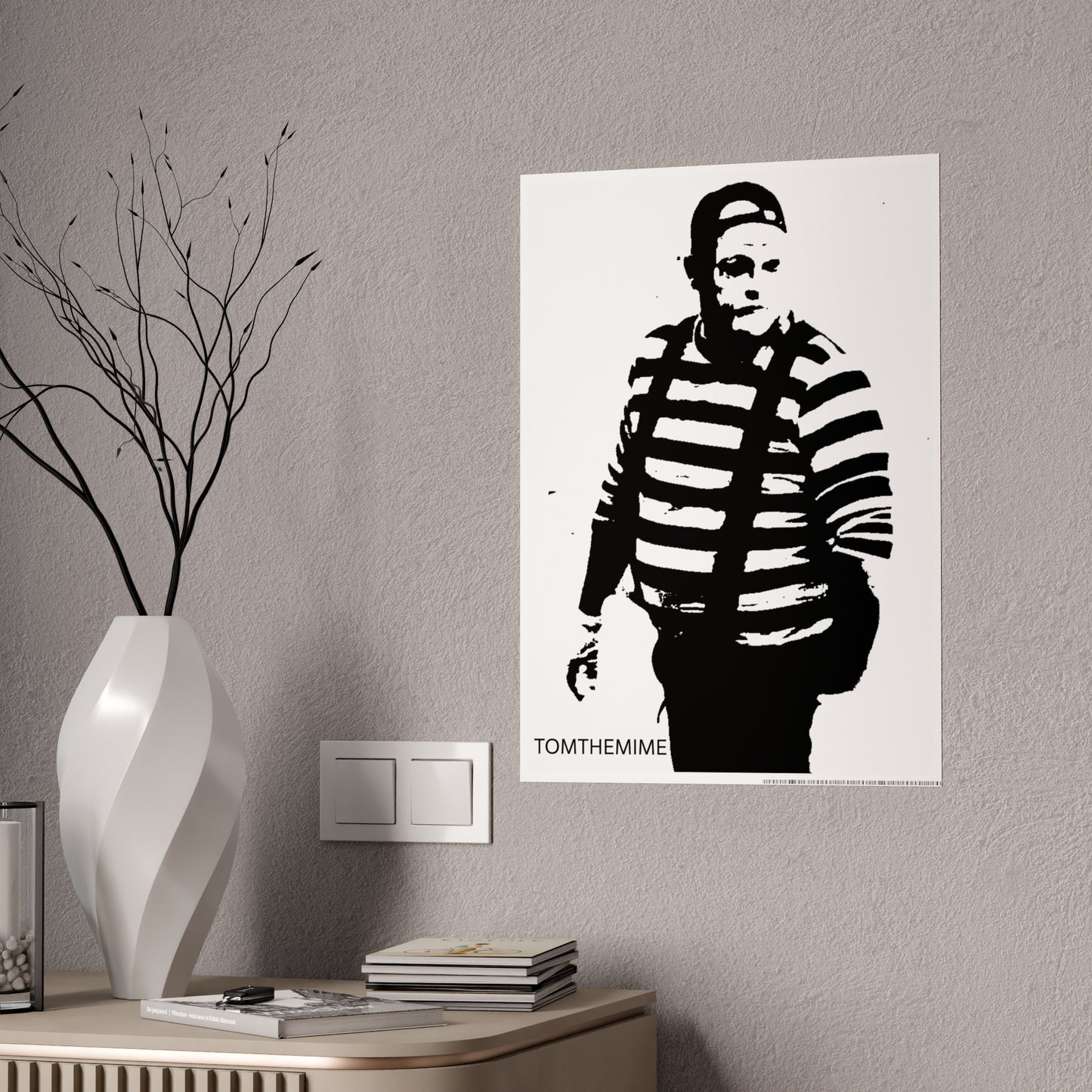 Modern Gloss Poster - Minimalist Black & White Striped Art for Home Decor