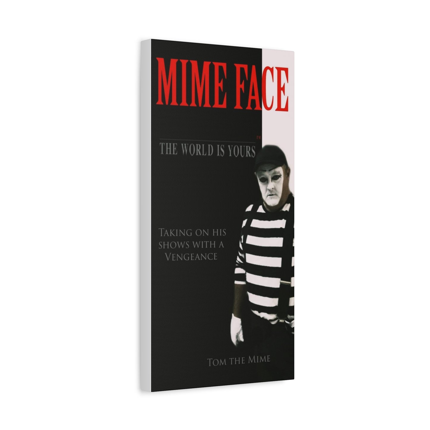 Mime Face Stretched Canvas Art – Quirky Wall Decor for Performers