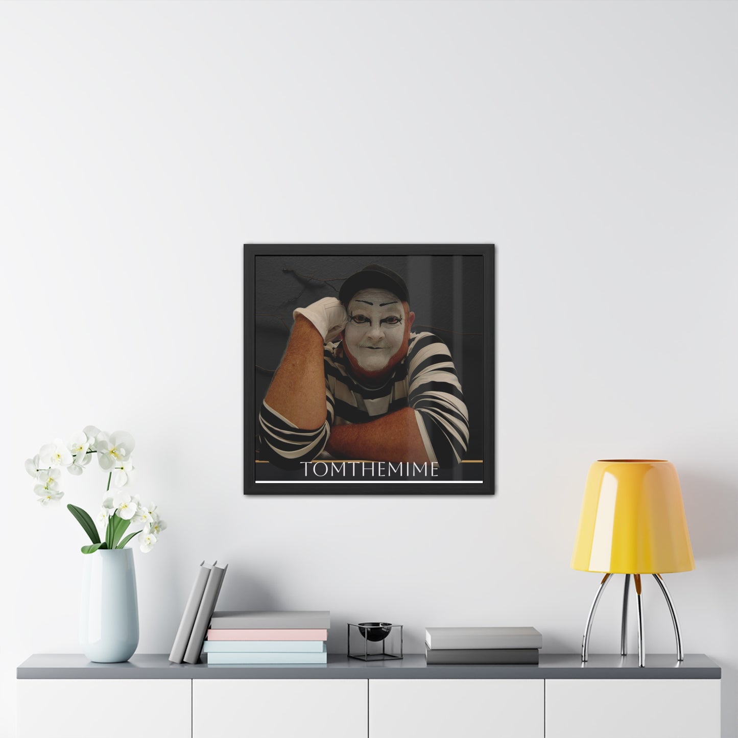 Whimsical Framed Poster of Tom the Mime | Unique Home Decor | Gift for Theater Lovers