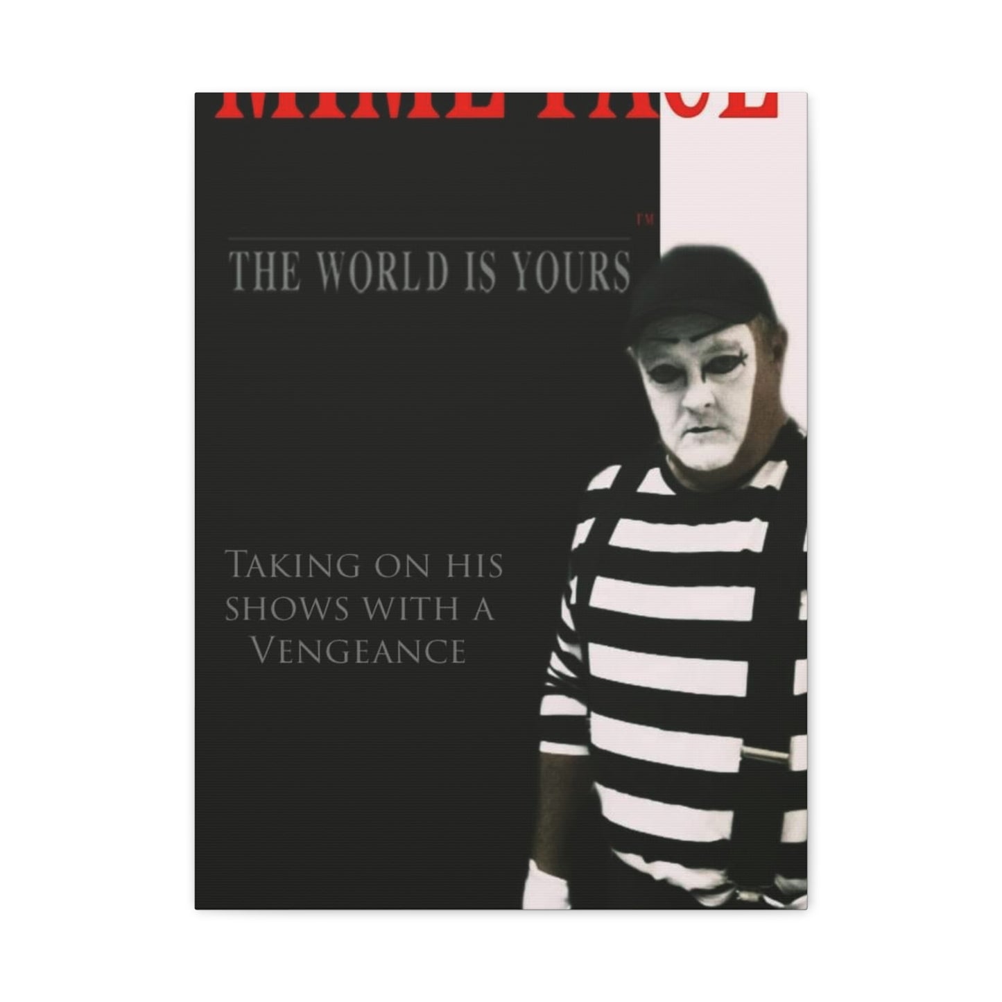Mime Face Stretched Canvas Art – Quirky Wall Decor for Performers