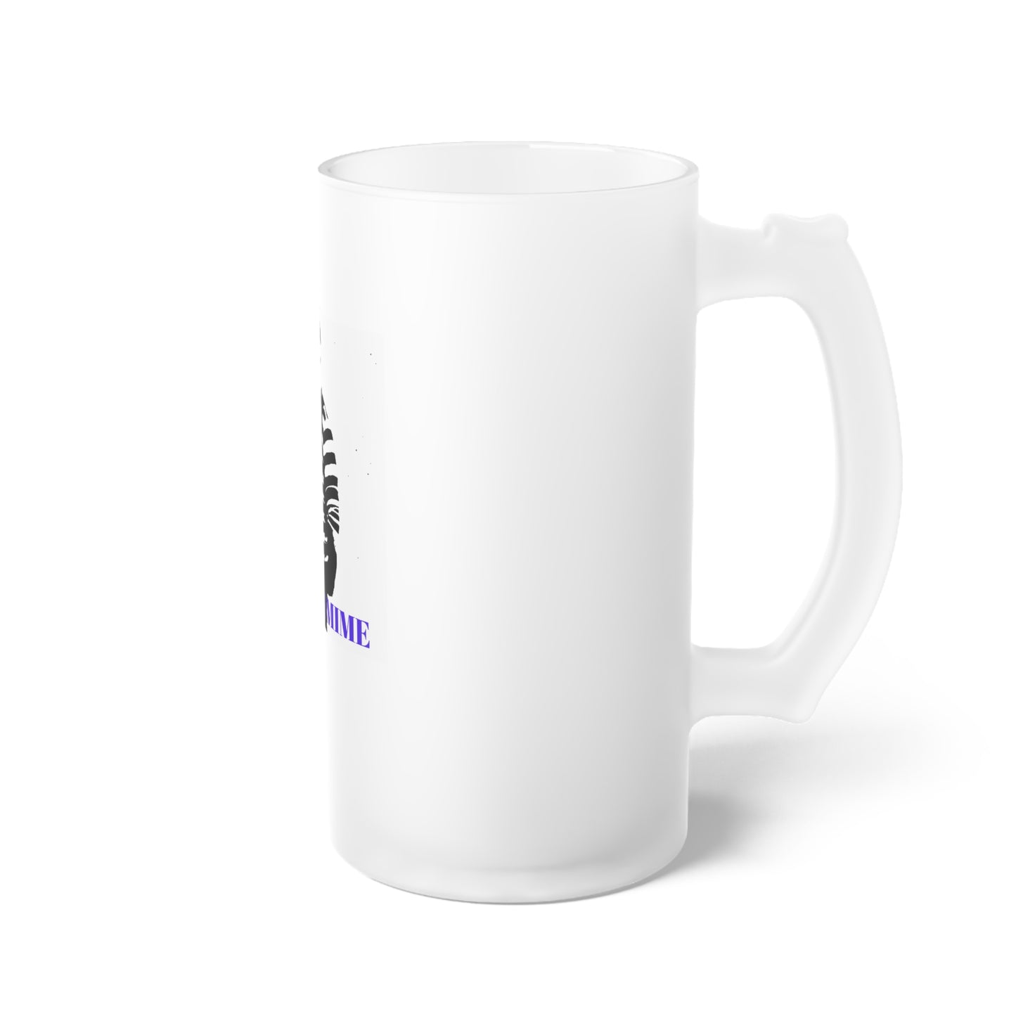 Custom Frosted Glass Beer Mug - Perfect Gift for Comedy Lovers - Unique Design Featuring 'Tom the Mime'